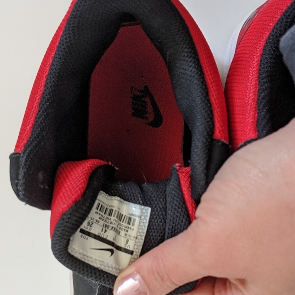 (Nike) Court Borough Mid Black Red High Tops - Picture 5 of 16